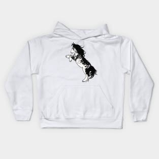 Black Sabino Rearing Gypsy Vanner Kids Hoodie